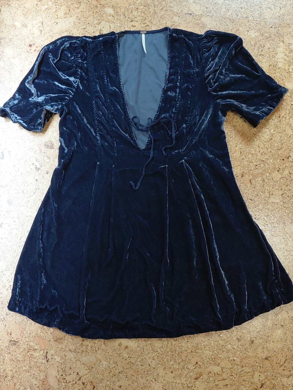 Free People Blue Velvet Deep V Tie-Front Maxi Dress/Tunic Size S